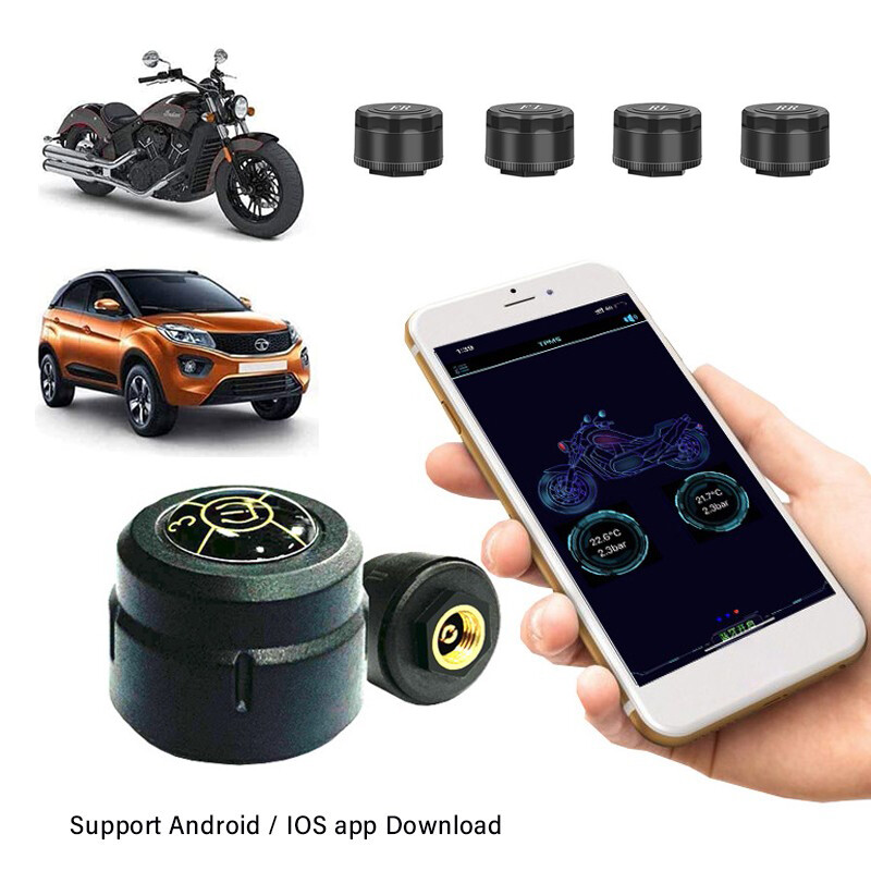 Ekleva Lốp Xe Hơi Cảm biến áp suất không thấm nước IOS Android BLE TPMS phổ xe máy bên ngoài Báo động cảm biến áp suất lốp cảm biến áp suất S bluetooth 5.0