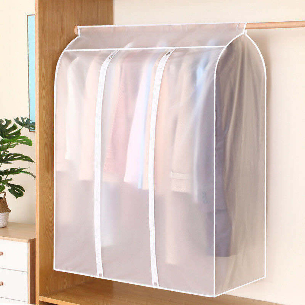 Garment Clothes Cover Protector Hanging Garment Storage Bag Translucent Dustproof Waterproof Hanging Storage Bag for Wardrobe with Full Zipper (50 x 100 x 120cm)