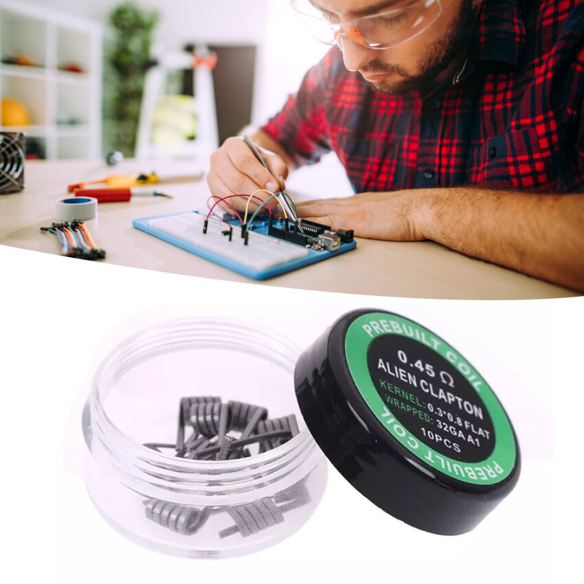 10 Cuộn Dây Clapton Xoắn Alien A1 Cái/hộp Cuộn Dây Quấn Sẵn Rda 0.45ohm