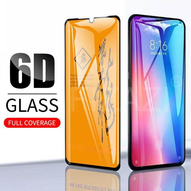 6D Kaca Pelindung Layar Penuh untuk OPPO F9/F9 Pro/F11/F11 Pro/A9/A9X 9 H Pelindung Layar kaca Antigores (Hitam)