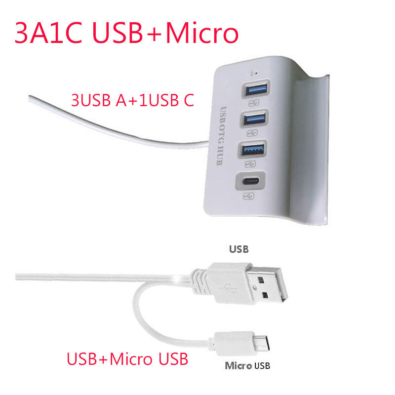 4 port hub usb 2.0 otg cable adapter type c hub micro usb hub extension adapter for smartphone tablet with otg function