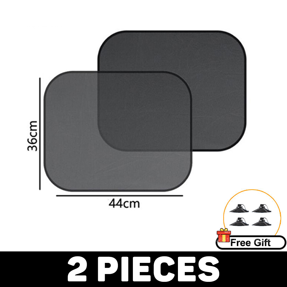 BCSMMCAR Adjustable Car Sun Shade Curtains - 2 Pack, UV Protection, Black Mesh