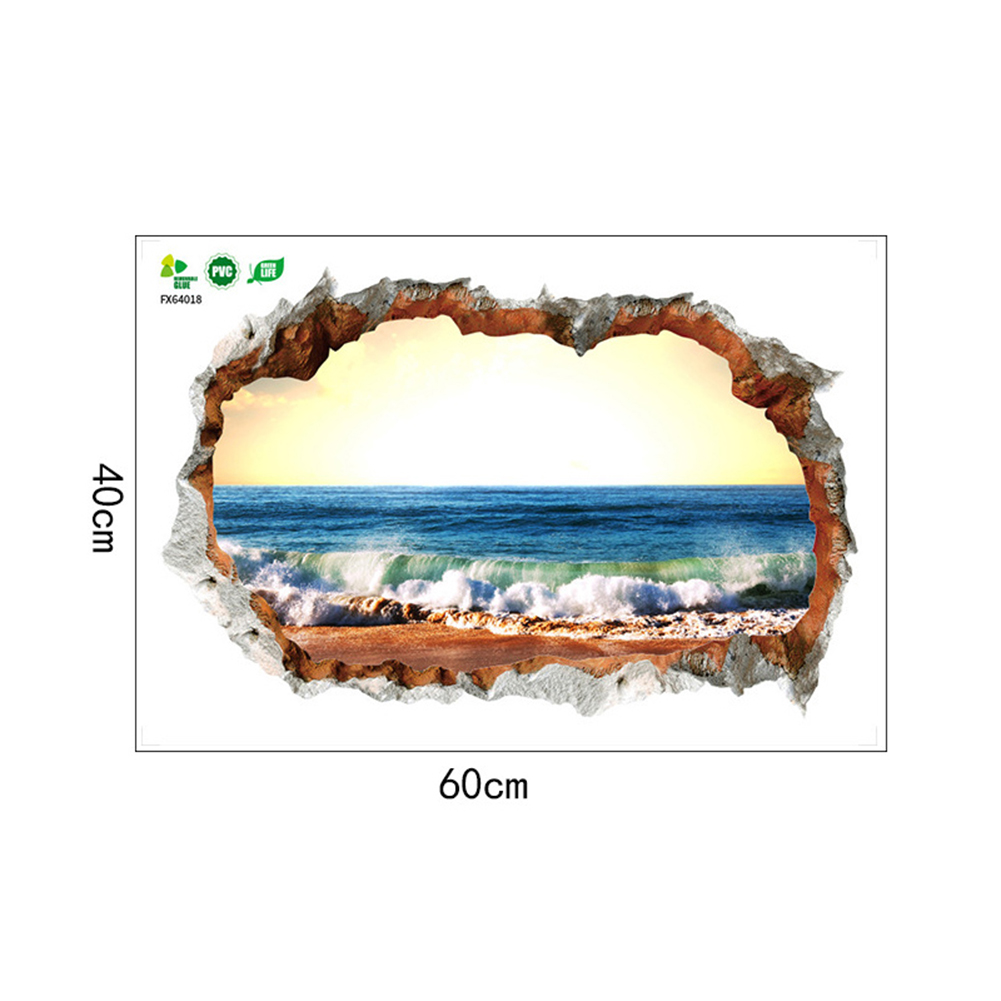 Miếng dán 3D trang trí tường in hình kiểu biển - intl