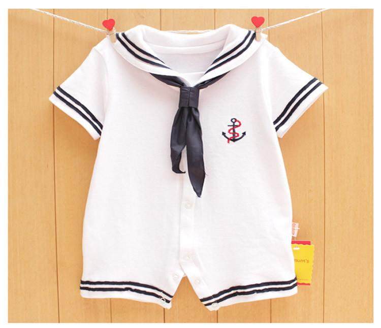 Newborn Kids Baby Boy Girl Anchor Sailor Romper Jumpsuit Bodysuit Clothes Outfit