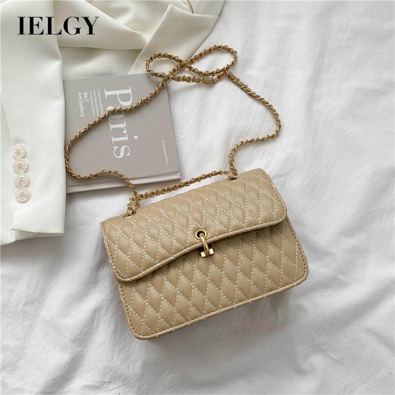 IELGY women's chain shoulder strap rhombus diagonal simple shoulder bag