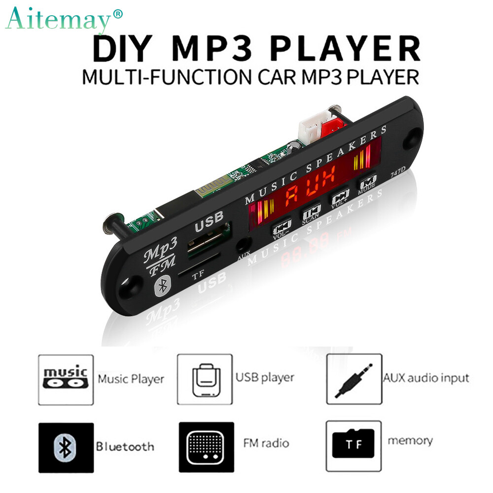 Aitemay Bo Mạch Giải Mã MP3 Bluetooth 5V 12V Bộ Thu Âm Thanh Không Dây AUX