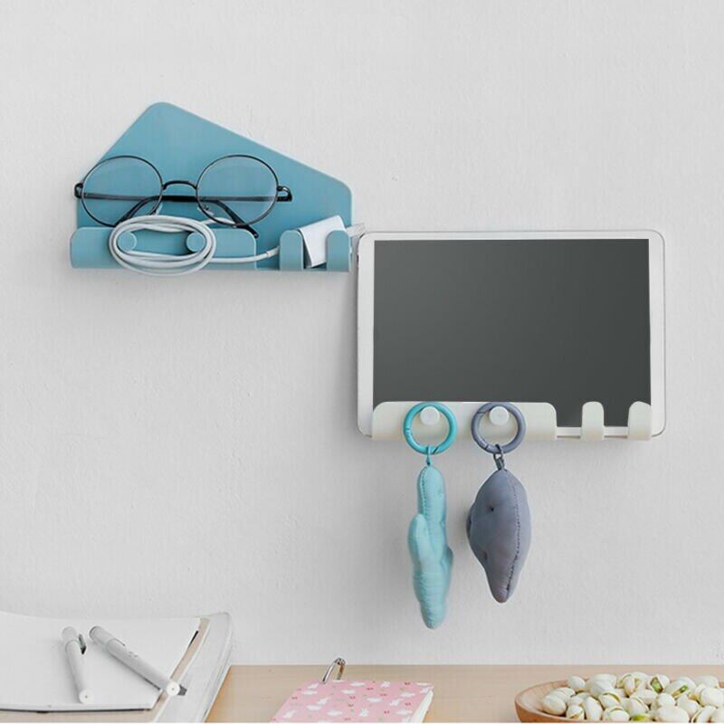 Wall Mount Mobile Phone Tablet Holder Socket Wall Shelf Rack Holders Storager Charging Box Bracket Stand