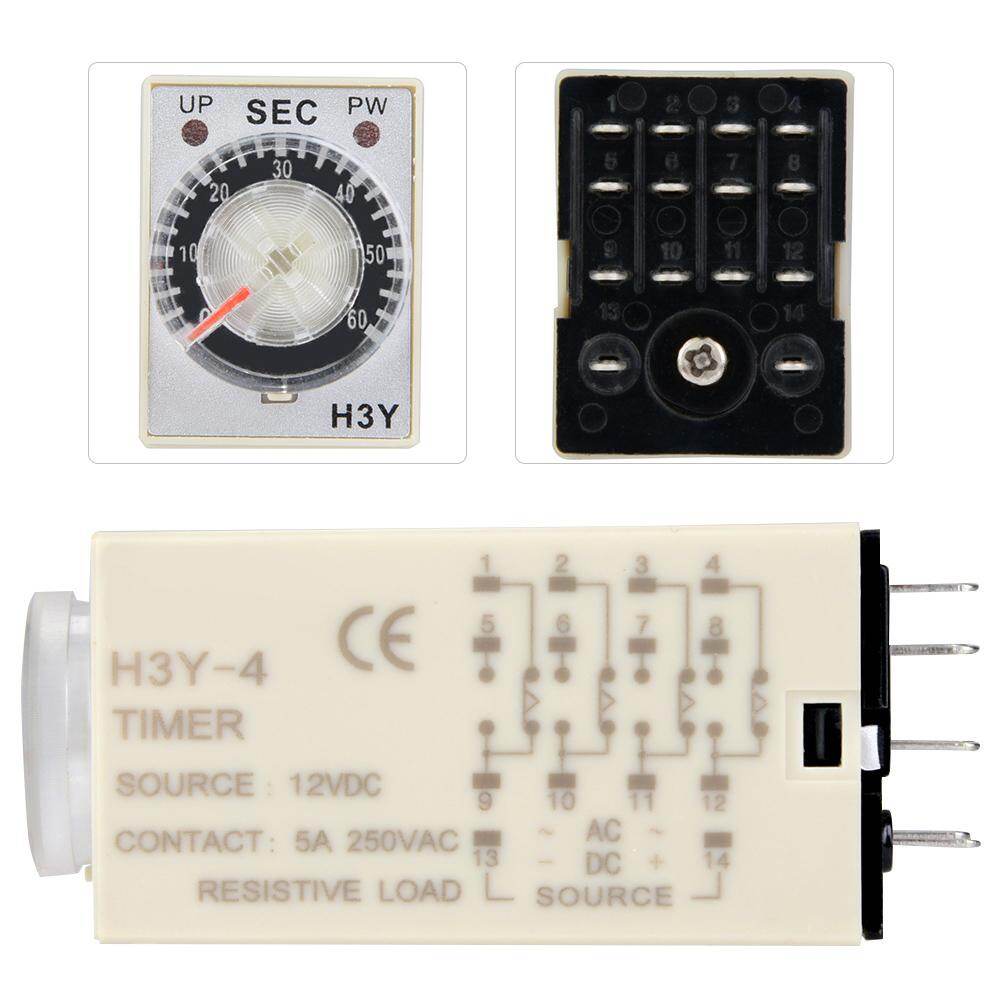 H3Y-4 Time Relay Pointer Control Power on Delay Timer 14-Pin 12VDC