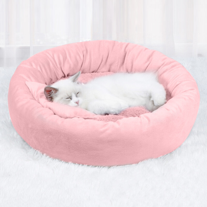 Mùa Đông Tròn Lông Cừu Dog Cat Bed House Chống Trượt Ấm Mềm Pet Puppy Cũi Với Gối