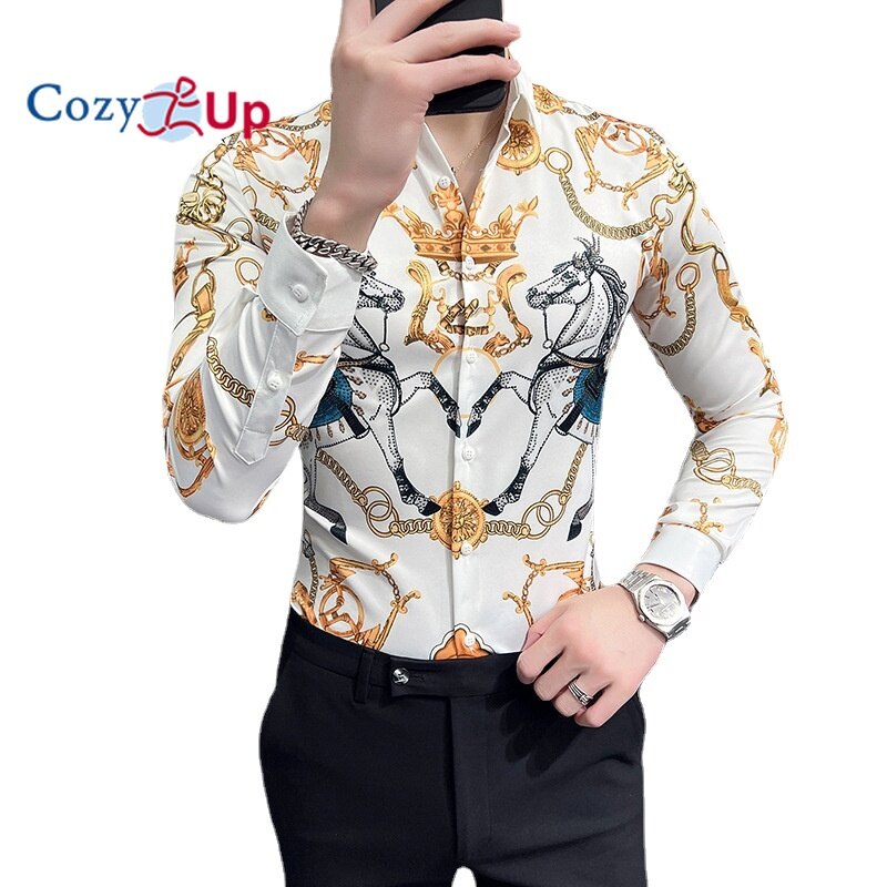 Cozy Up Áo Sơ Mi Dài Tay Vải Batik Polyester Phong Cách Anh Quốc Dáng Ôm Cho Nam