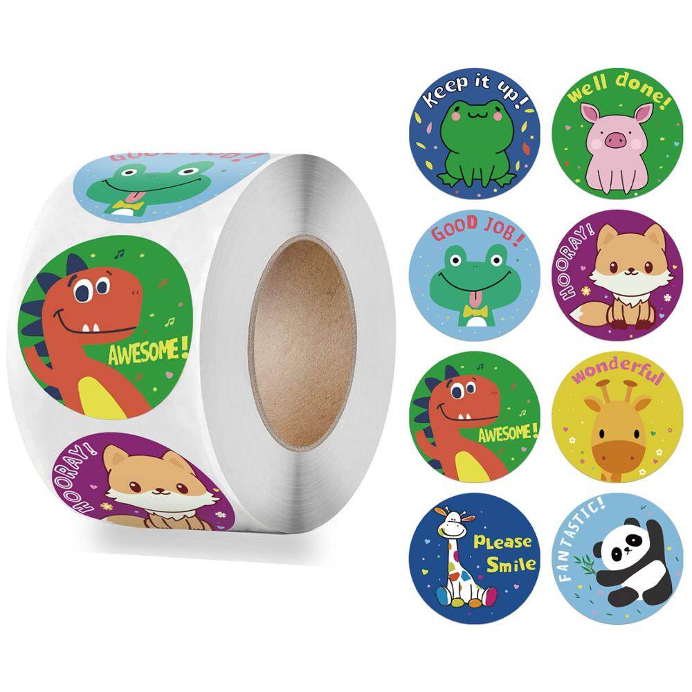 (Ready Stock) 500pcs Reward Stickers Encouragement Sticker Roll for Kids Motivational Stickers with Cute Animals for Students Teachers
