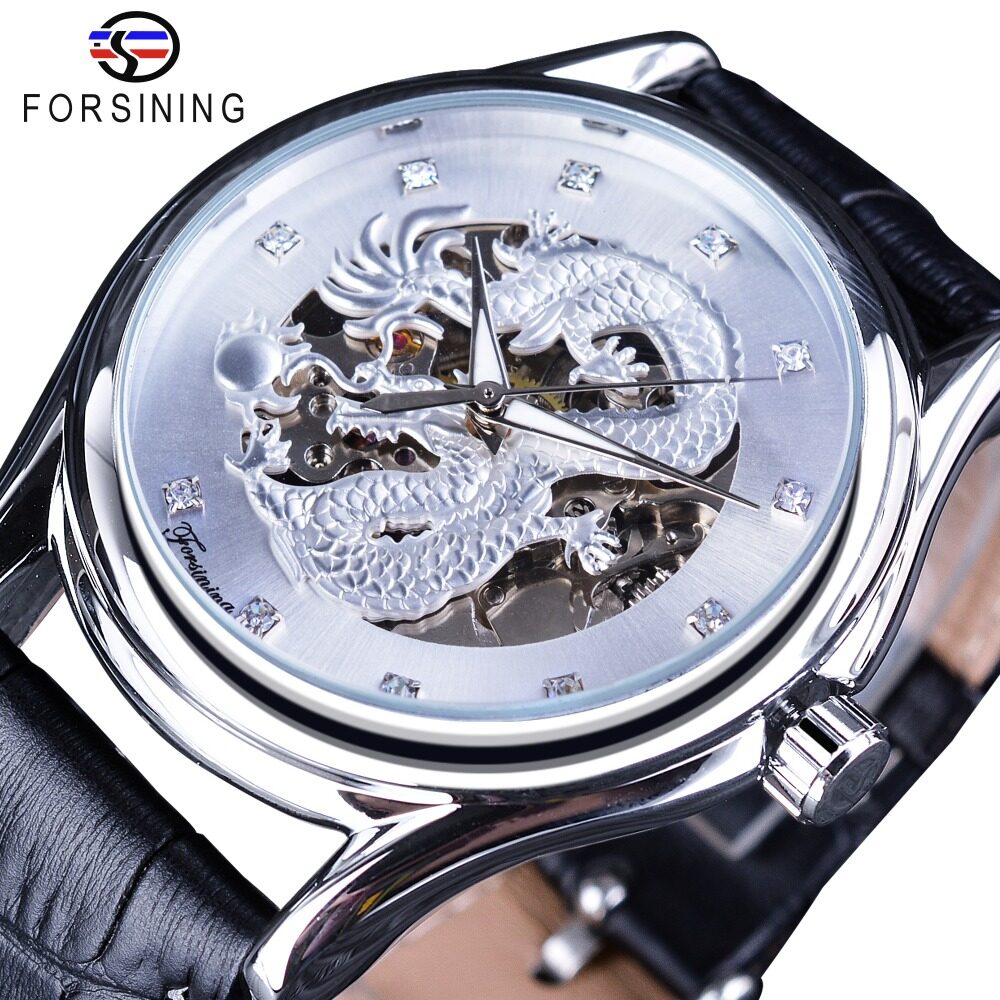 Original Forsining Diamond Display Dragon Black Gold Luminous Hand Transparent Men s Watch Top Brand Luxury Waterproof Mechanical Watch. Men s gifts Lazada Singapore