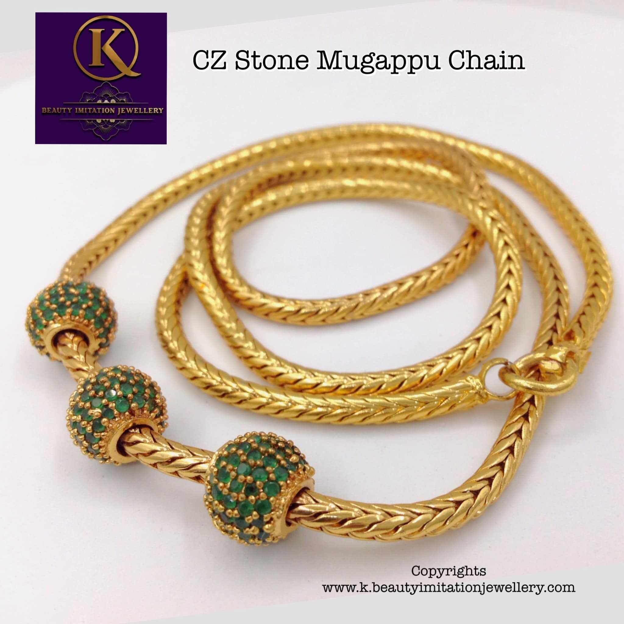 24 Inches Stone Ball Mugappu Chain 