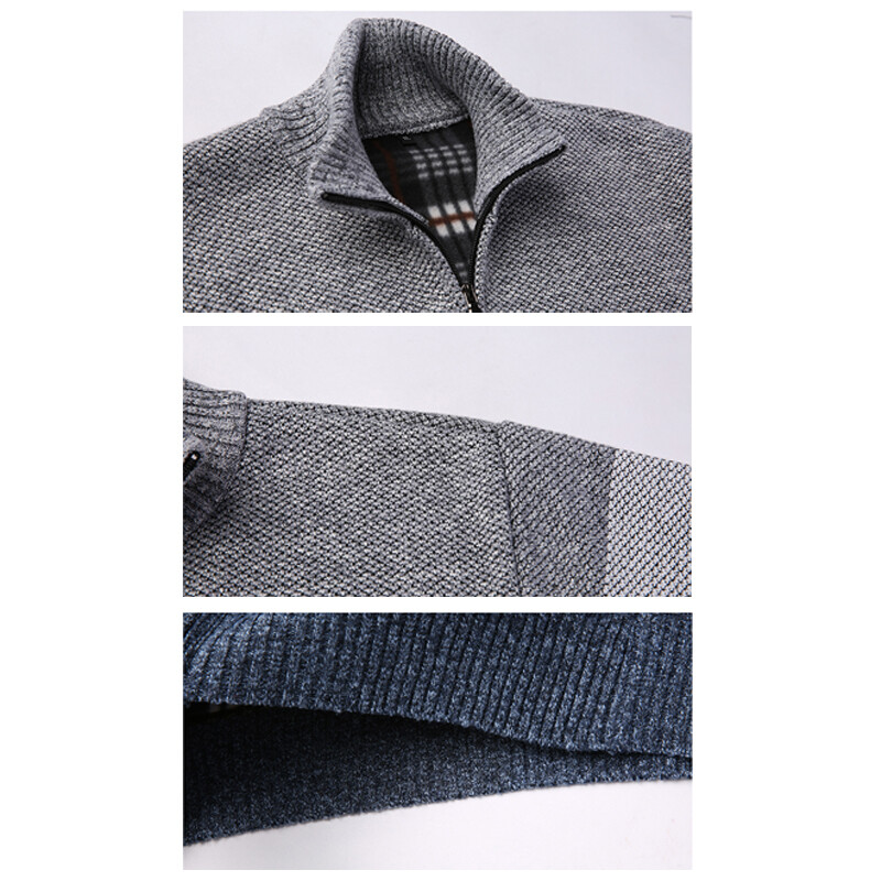 Áo Cardigan Cao Cổ Cho Nam FAVOCENT, Áo Len Đan Chắp Vá, Dáng Ôm