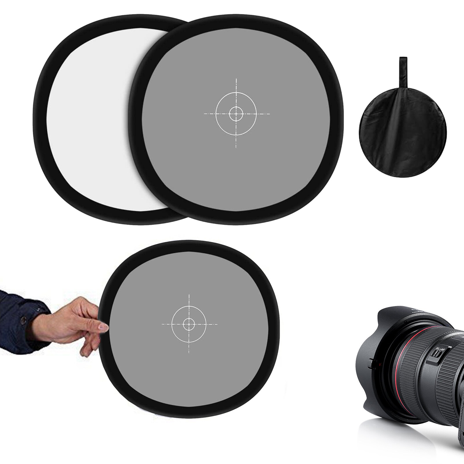 Carta Grigia Per Bilanciamento Del Bianco - 30 Cm Pieghevole 18%, Con Custodia, Per Fotocamere DSLR - Foto 2