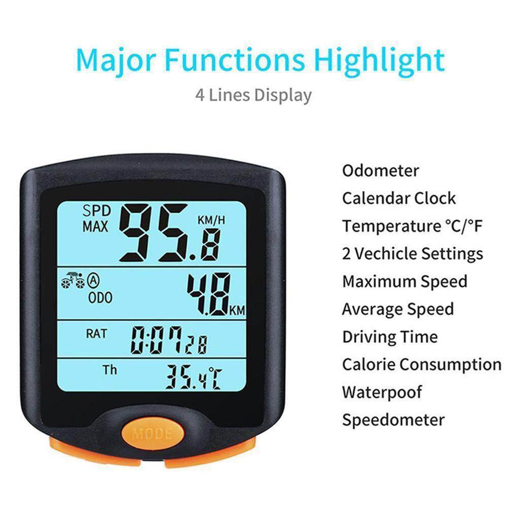 Honrane Bike Cycling Bicycle Computer Odometer Backlight Wired LCD Display Speedometer