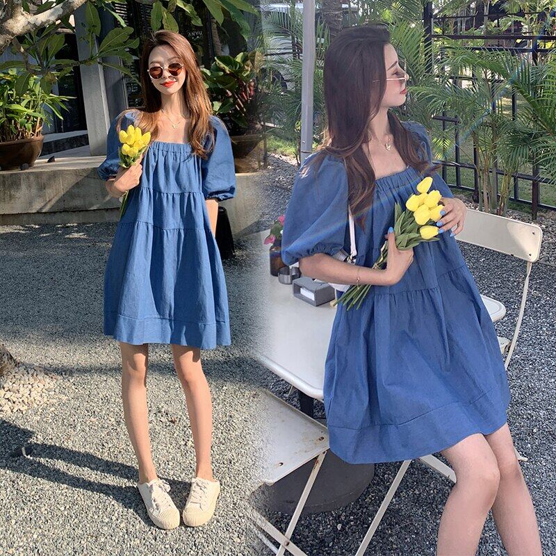 Pregnant Women Denim Dress Summer Fairy 