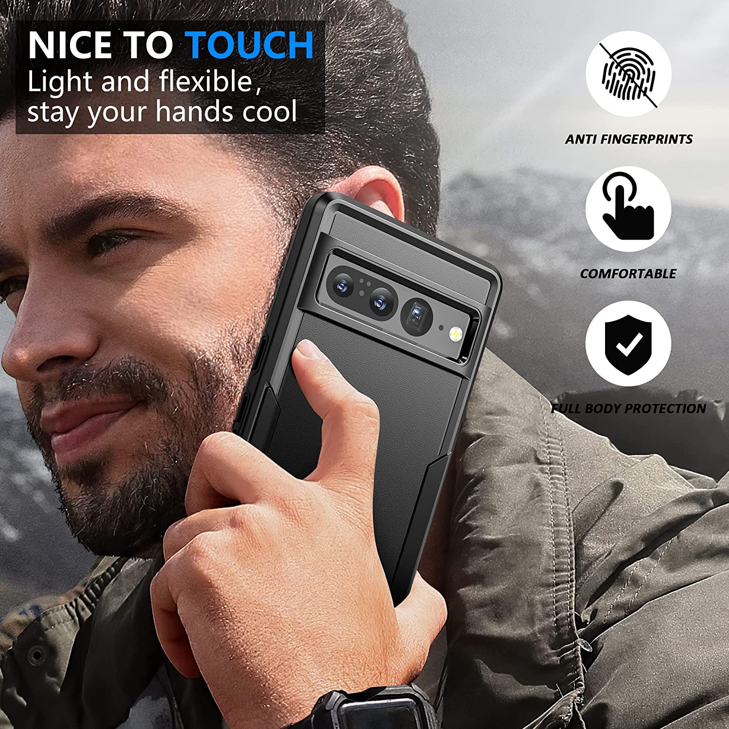 Trường hợp bảo vệ màu đen cho Google Pixel 9 Pro XL, Pixel 8 Pro, hai lớp chống thả bậc quân sự trường hợp chống vân tay Vỏ bảo vệ chịu lực trường hợp khó khăn cho Google Pixel 9A/Pixel 8A/Pixel 7 Pro/Pixel 6 Pro/Pixel 7A/Pixel 6A
