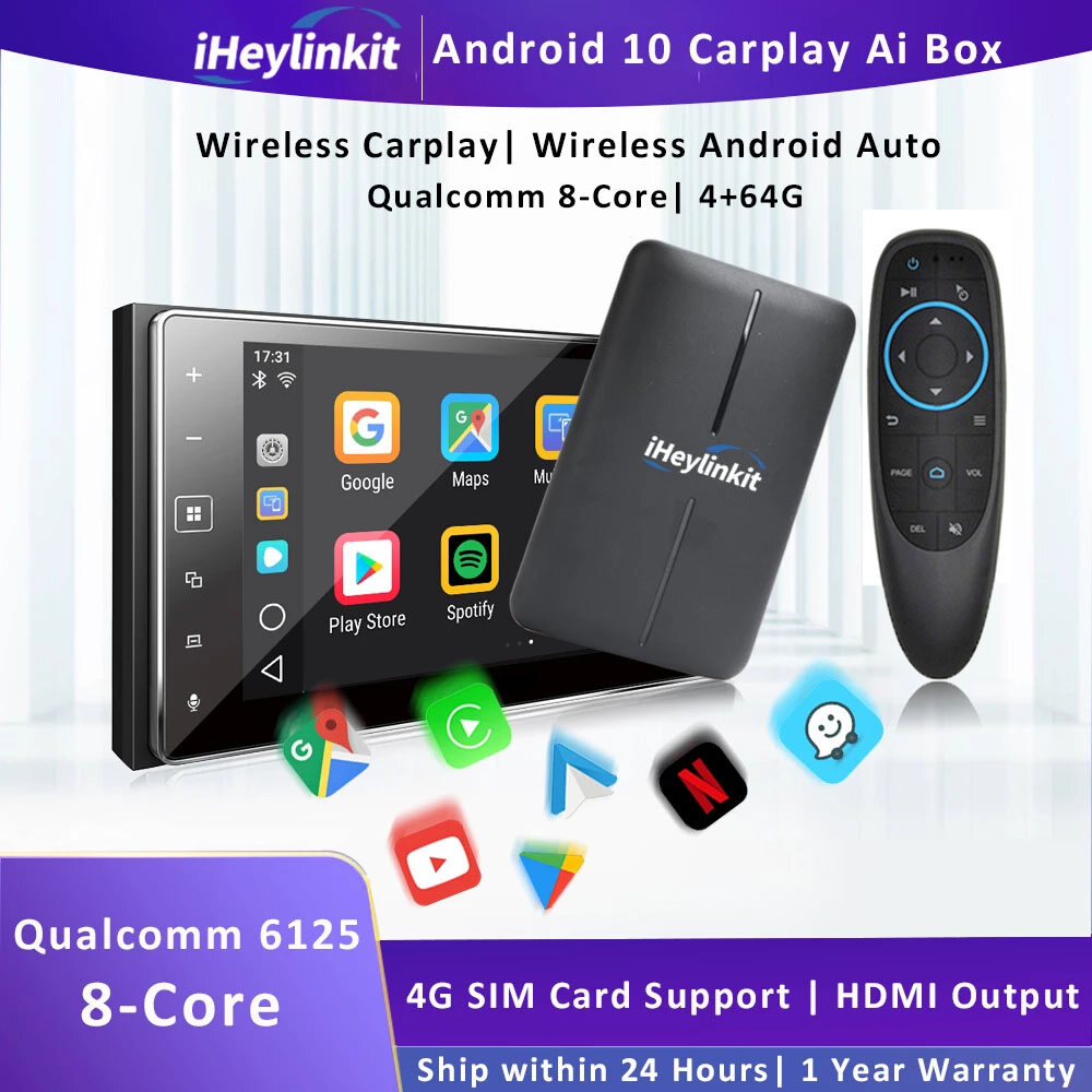 iHeylinkit Wireless CarPlay Ai Box Android Auto Qualcomm snapdragon ...