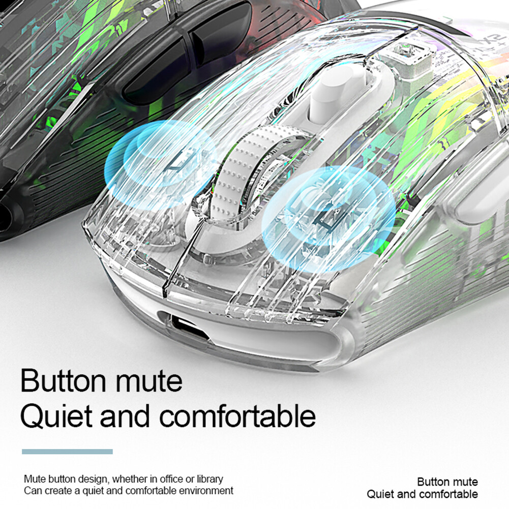 Wired Wireless Gaming Mouse RGB Light Adjustable Transparent Game Mouse Bluetooth-compatible Creative Mouse Comfortable for Desktop Notebook Computer