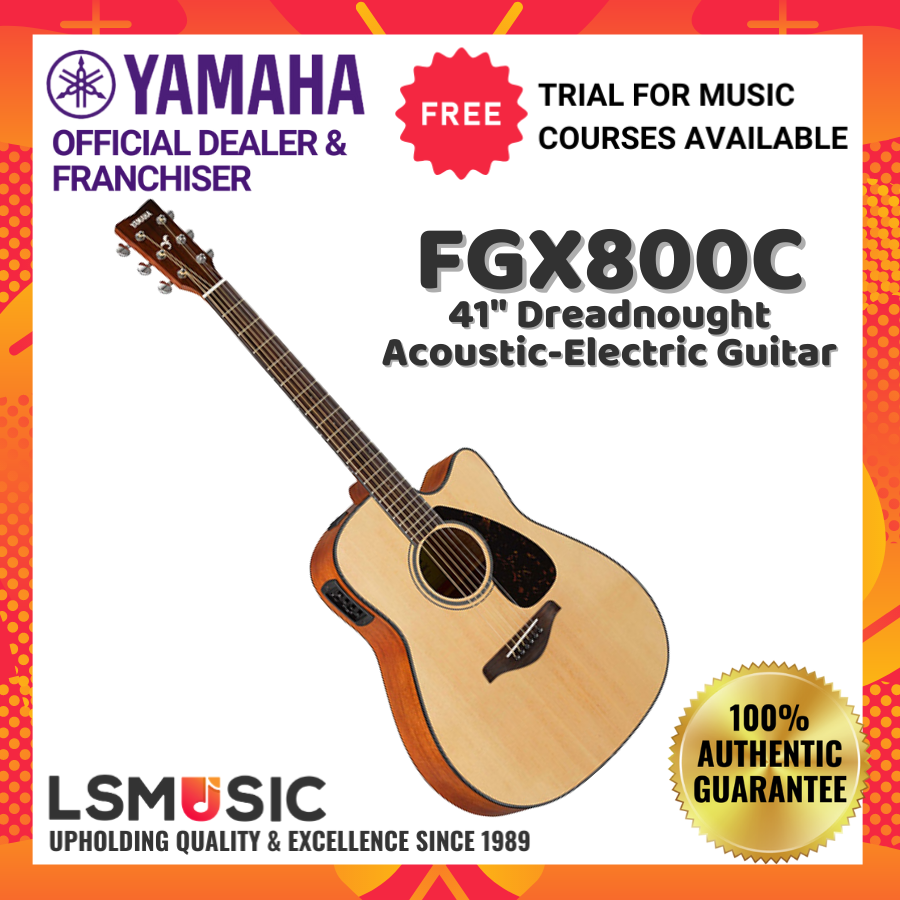 Yamaha FGX800C Dreadnought Cutaway Acoustic-Electric Guitar - Natural ...