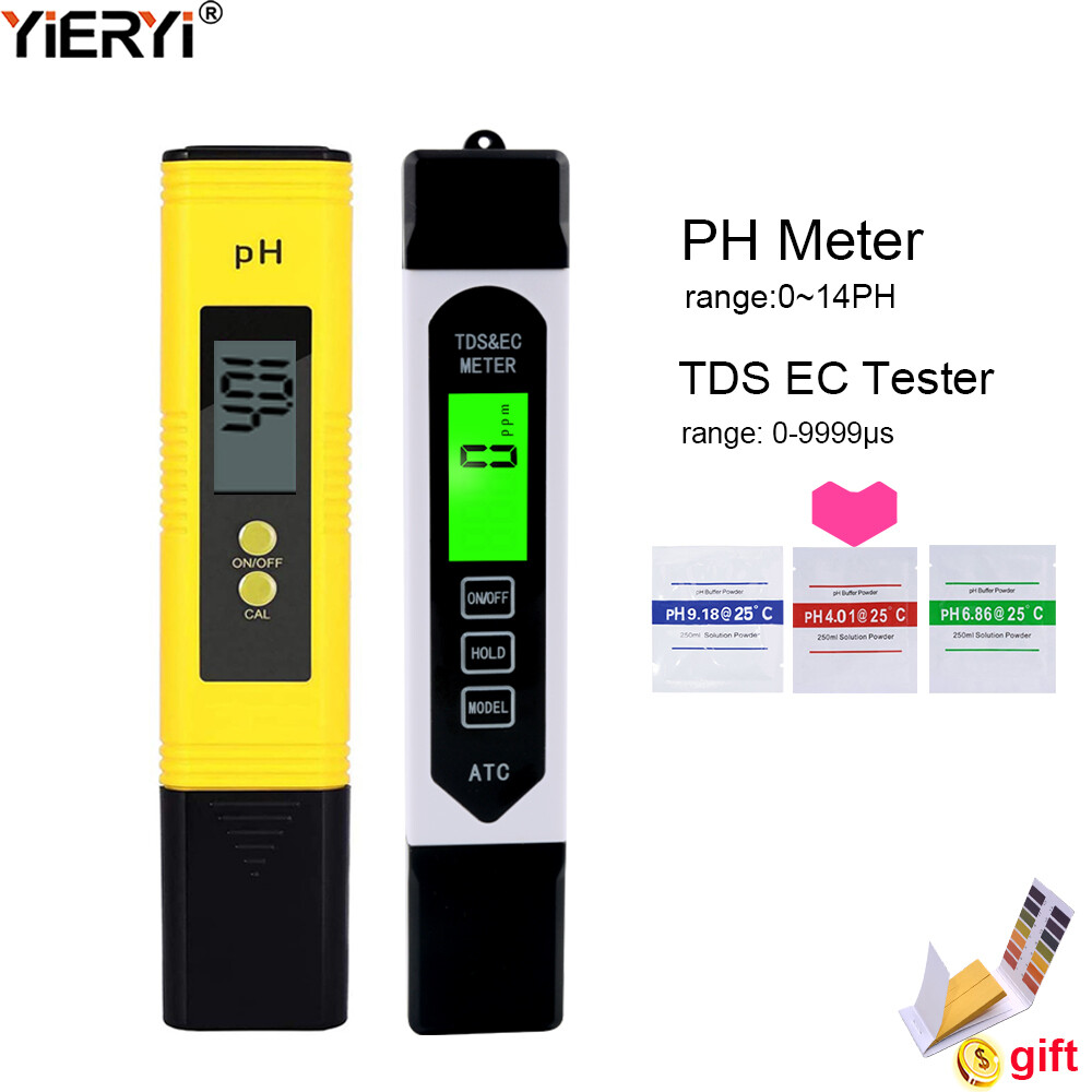 yieryi Digital 1pcs pH Meter + 1pcs TDS/EC Meter Temperature Conductivity Analyzer with backlight