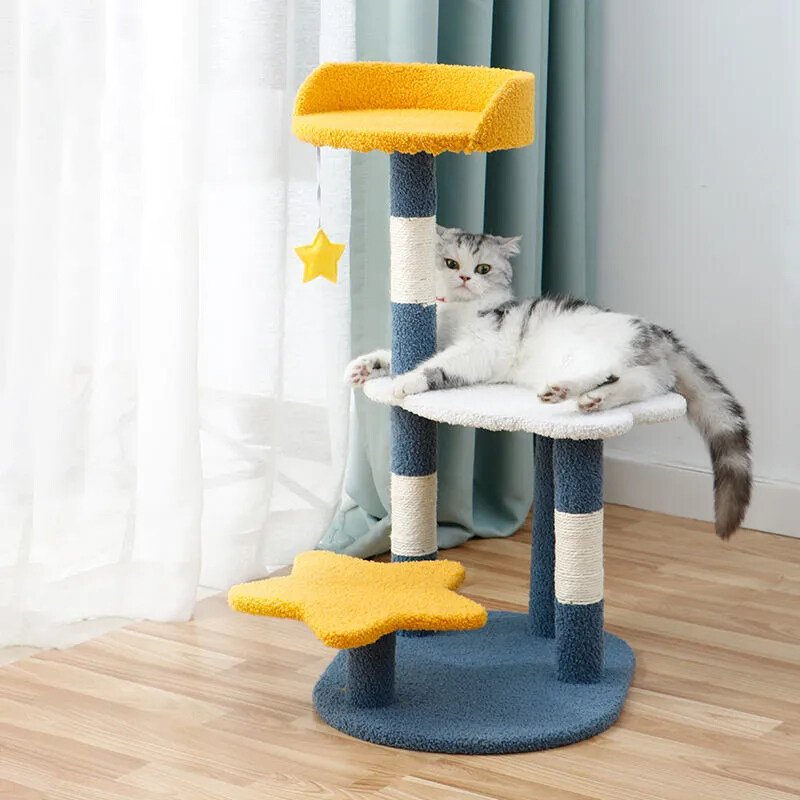 Giường Cây Cho Mèo Có Cọc Cào Với Tháp Hoạt Động Leo Núi Phủ Sisal, Cọc Và Giường Cào 2 Trong 1 Sợi Đay Tự Nhiên, Quà Tặng Ý Tưởng Kỳ Nghỉ Tốt Nhất