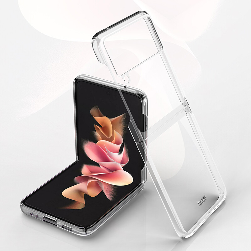Applicable to Samsung zflip3 mobile phone case Galaxy Z flip3 5g sm-f7110 folding screen zfilp3 Korean zlip3 protective cover flip3 case filp3 transparent silicone male