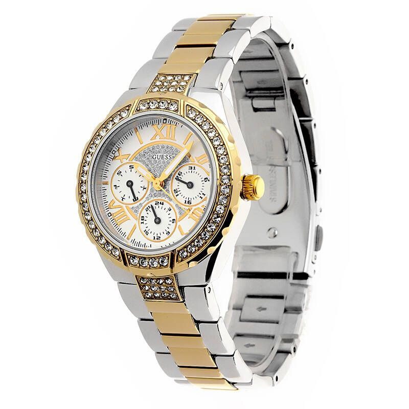 100 Authentic Guess W0111L5 Half Gold Silver Stainless Steel