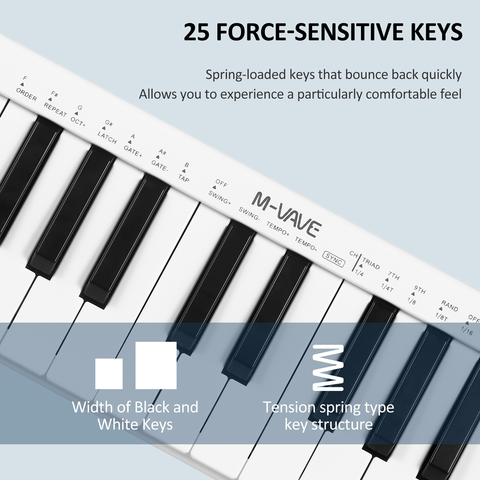 M-VAVE SMK-25mini Bàn phím MIDI có thể sạc lại 25-key Midi kiểm soát bàn phím USB xách tay nhỏ bàn phím Bộ điều khiển MIDI với 25 vận tốc phím nhạy cảm 1 núm