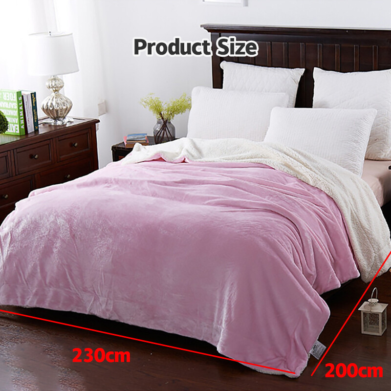 Foreign Trade Solid Color Macaron Autumn And Winter Double-Layer Blanket Thickened Fleece Lamb Wool Blanket Single Double Compound Blanket