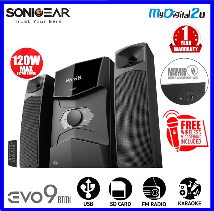 Sonicgear Evo 9 Btmi Bluetooth Multimedia Speaker With Usb Sd Card Radio Free Wireless Mic Lazada