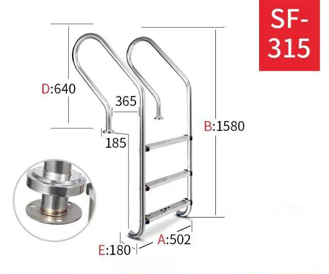 304 Stainless Steel swimming pools Ladder Steps for Swimming pools Non