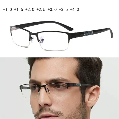 Fashion Cool male Reading Glasses Men tr90 Durable Half Frame Presbyopic Glasses