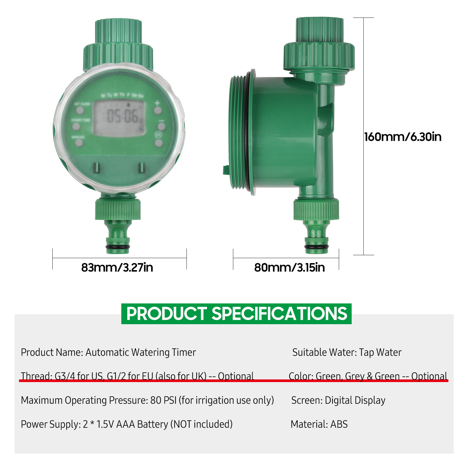 Meterk Digital Automatic Watering Timer Programmed Garden Irrigation Timer Battery Operated Intelligent Water Irrigation Controller for Lawn Farmland Courtyard Greenhouse