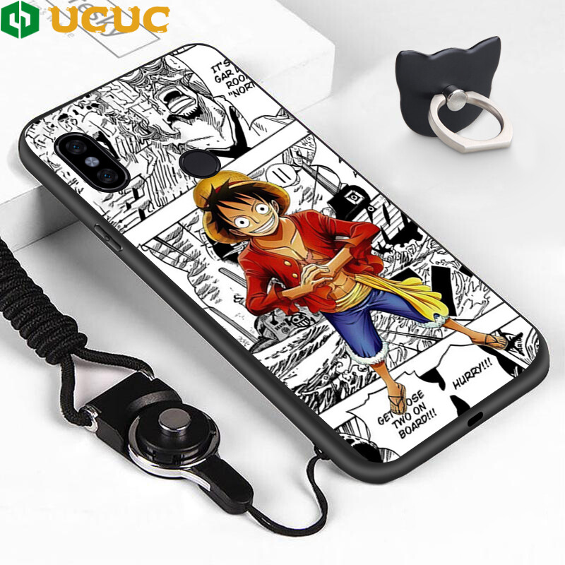 UCUC Casing Case For Redmi Note 5,Redmi Note 5A,Redmi Note 5A Prime,Redmi Note 5 Pro Case Cartoon Black And White Style Luffy Design Phone Case Shockproof Soft Silicone TPU Protective Phone Casing