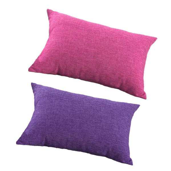 BolehDeals 2pcs Linen Throw Sofa Cushion Pillow Case Cover Pillowcase Rose Red Purple