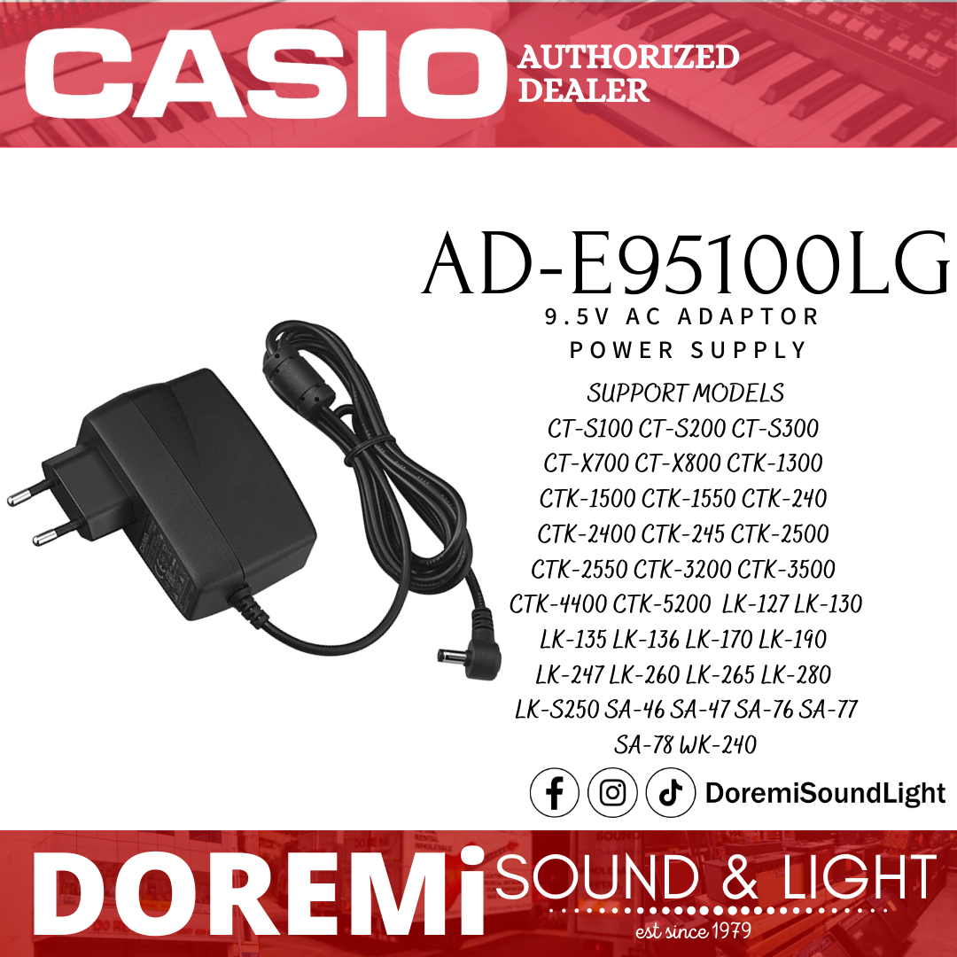 Casio AD-E95100LG 9.5V Ac Adaptor Power Supply For Casio Keyboard (â ...