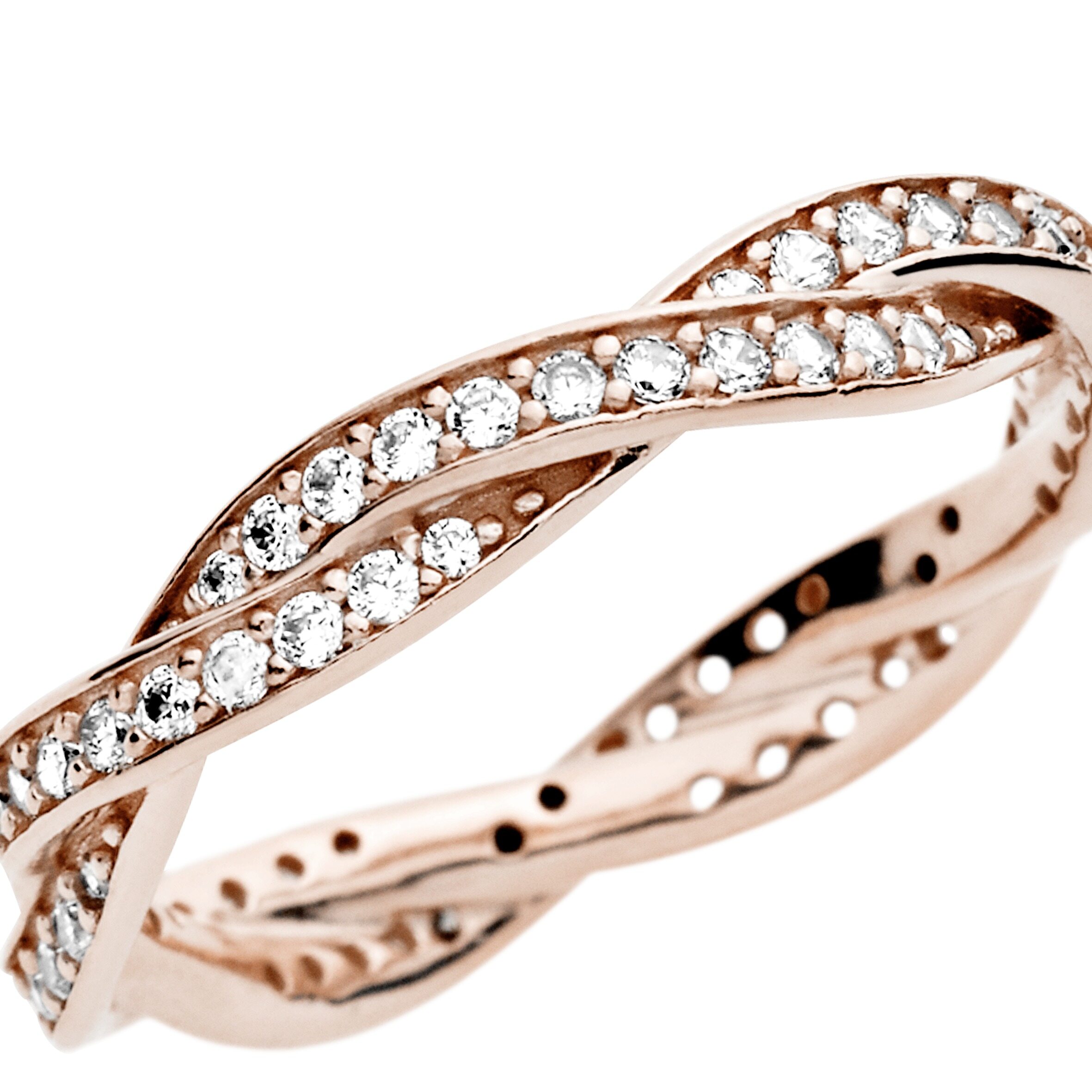 2021 Original Pandoras Rose Sparkling Twisted Lines Ring
