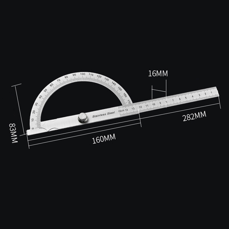 DENG 180 Degree Protractor Metal Angle Finder Goniometer Angle Ruler Woodworking Tool