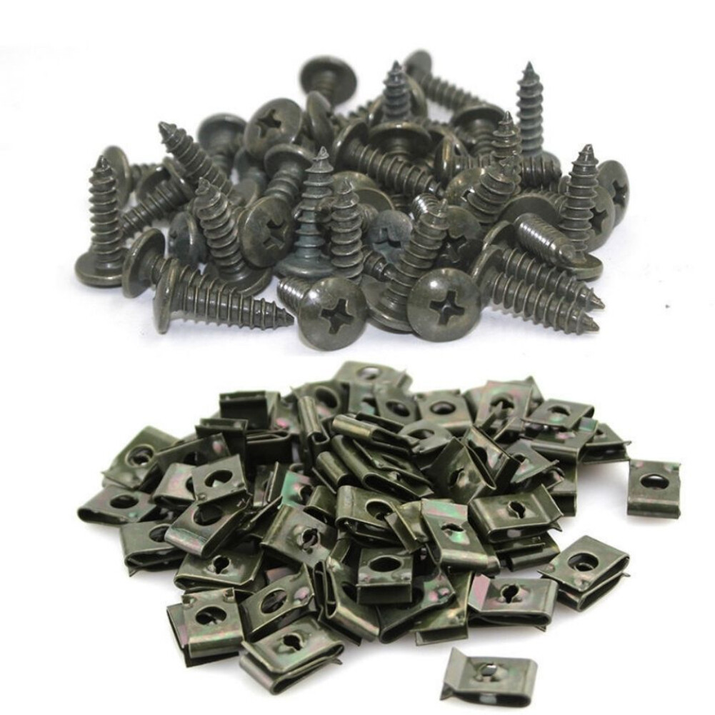 JeoshiMotor 100Pcs Alloy Motorcycle Bolt Screw Self Tapping Screw Nut Clip Engine Splash Guard Screws Fastener Clips For Motorcycles Electric Vehicles Automobiles