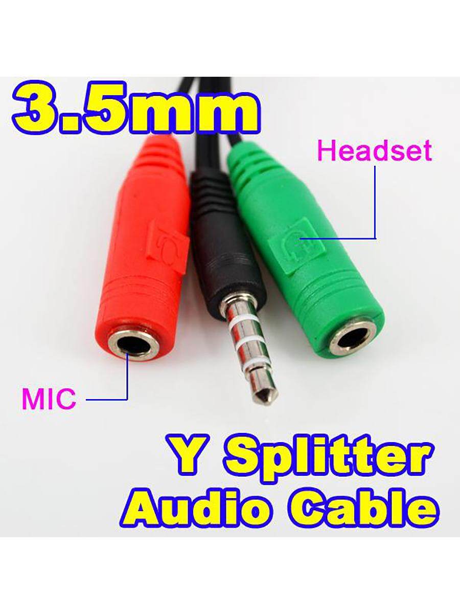 3.5 Mm Jack Male To 2 Perempuan Audio + Earphone MIK Headphone Kabel Ekstensi Y Set Kepala Pemisah untuk PC Laptop