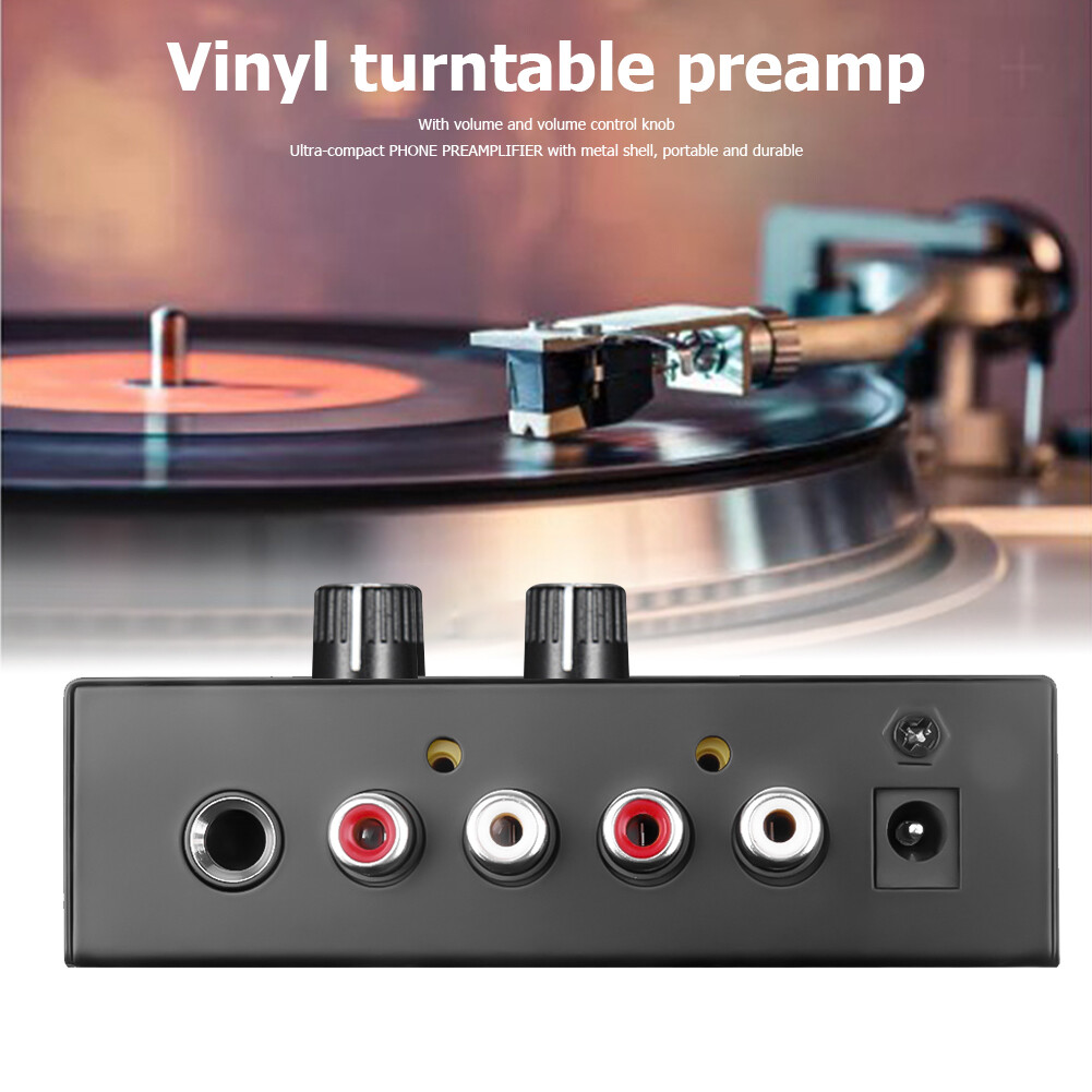 Kebidumei PP500 Phono Preamplifier RCA Output 1/4" TRS Output Interface for Vinyl Player LP
