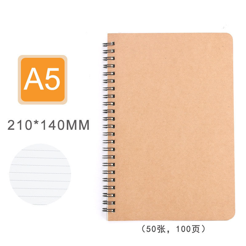 Spiral Notebook A6 A5 B5 Coil Notebook Diary 50 Sheet Horizontal Line