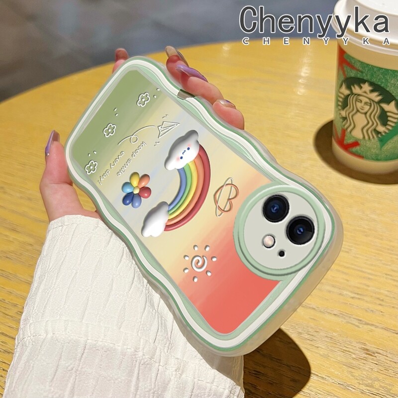 chenyyka Casing For Realme 8 Realme 8 Pro Case Cartoon Sun Rainbow Flowers Pattern Wave Border Soft Clear Shockproof Phone Cases Creative Camera Transparent Casing Silica Gel Protective Cover