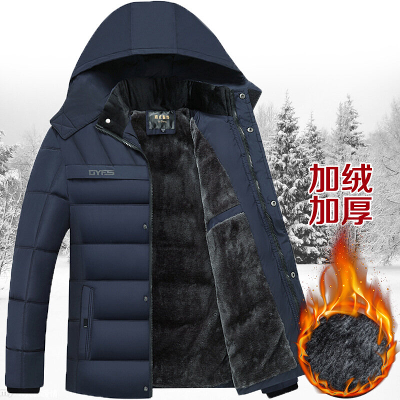 Men Winter Jacket Thick Warm Jacket With Detachable Hemline Plus Size 5XL Practical Windproof Jacket