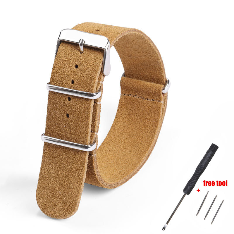 LANGLEY Watch Band New Style Nato Strap Genuine Leather Watch Band Fashion Leather Straps Strap Clock Replacement  20mm 22mm