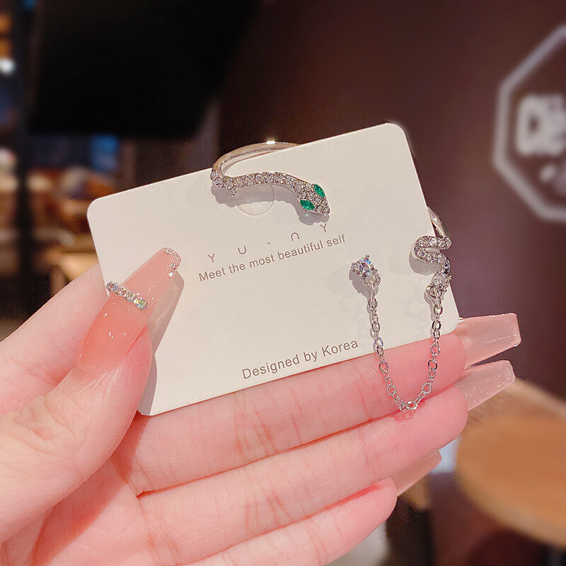 MIAOYA Fashion Jewelry Shop INS Trendy Snake Earrings For Women Shiny Silver Jewelry Beautiful Birthday Gifts