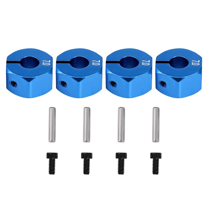 RC Blue Aluminum 7.0 Wheel Hex 12mm Drive with Pins Screws 4P HSP HPI Tamiya Ca