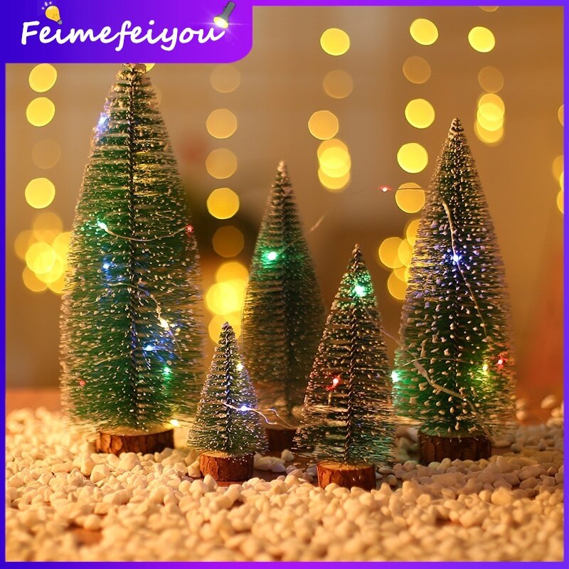 Christmas lights led decoration 2023 items xmas tree lamp decorations light gift set Snowflake Pine Tree Placed In The Desktop Mini Christmas Decoration